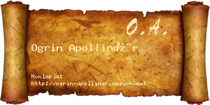 Ogrin Apollinár névjegykártya